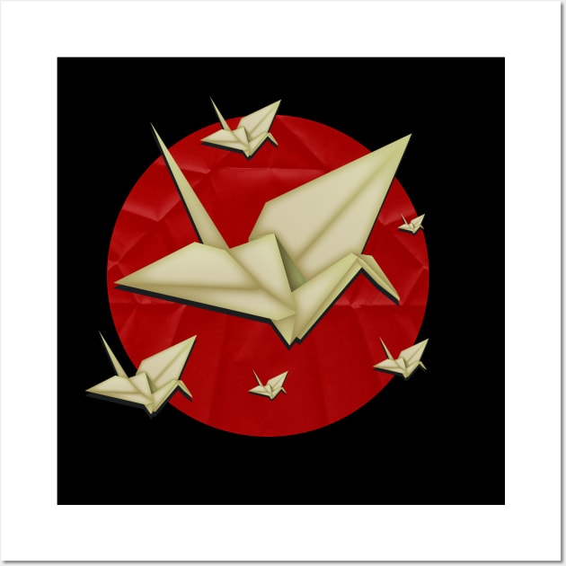 Origami Cranes Over Japan Wall Art by barrettbiggers